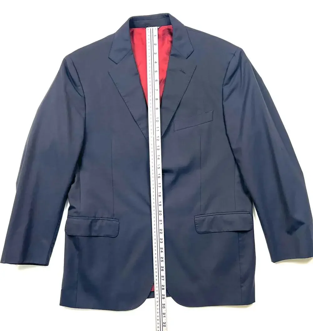 Saks Fifth Avenue Made in Italy Wool Two-Button Black Blazer Est 42R see measure